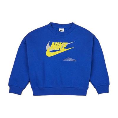 Nike Sportswear Icon Fleece Letter Logo Print Crewneck Long Sleeve Sweatshirt Kids Sweatshirt Game-Royal DX5140-480
