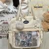 Japanese-Style Cute Ita Tote Bag: Women's Large Capacity 2-Way Backpack & Shoulder Bag for Students and Parties, with Badge Holder.