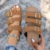 Fashion 2025 Summer Fashion Women's Buckle Sandals New Sexy Open Toe Casual Sandals Comfortable Platform Shoes Flat Slippers Zapatos