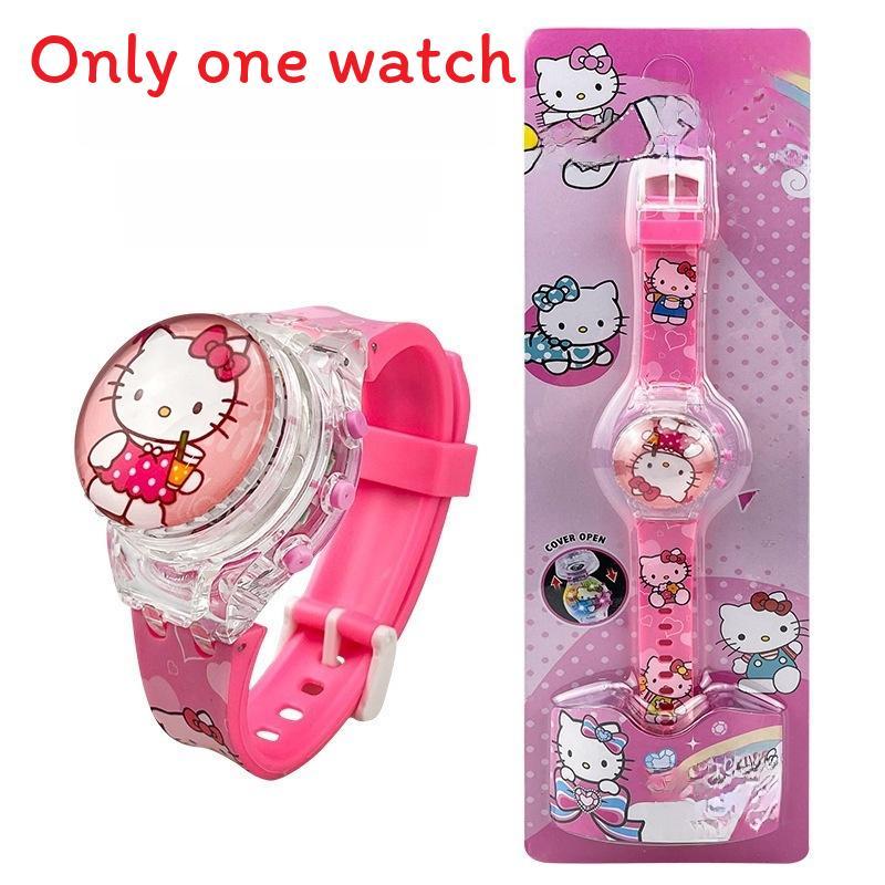 Hello Kitty Otočný flip kryt Lehký hudební hodinky Pro děti Interaktivní Decora