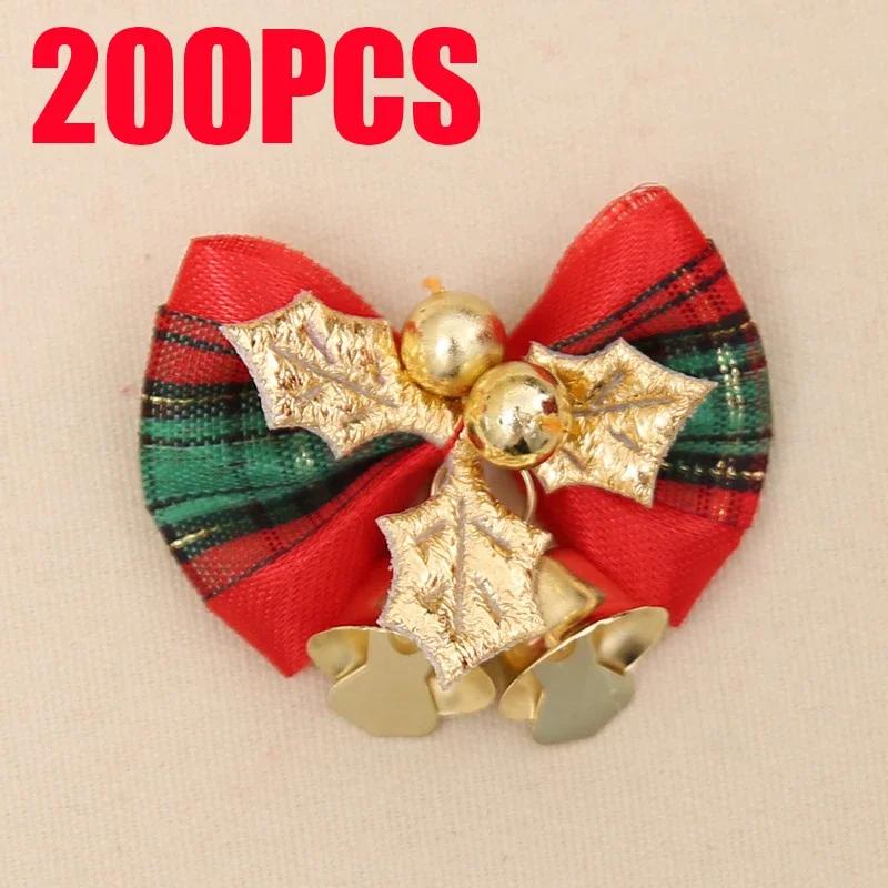10-200pcs Christmas Decorations Christmas Bow with Bells Christmas Gift Decoration Christmas Tree Wreath Decoration Accessories