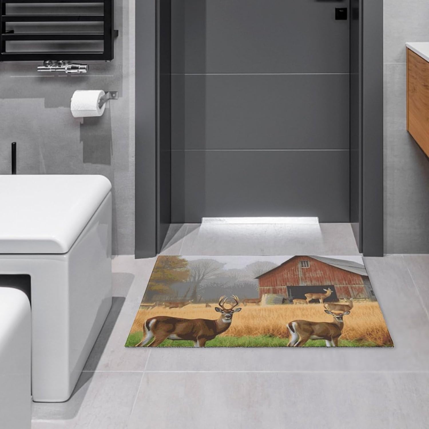 

Crystal velvet carpetFarm with Deer Area Rug for Living Room Non Slip Furry Carpet Indoor Machine Washable Rug Entryway Floor Ca 60x90cm