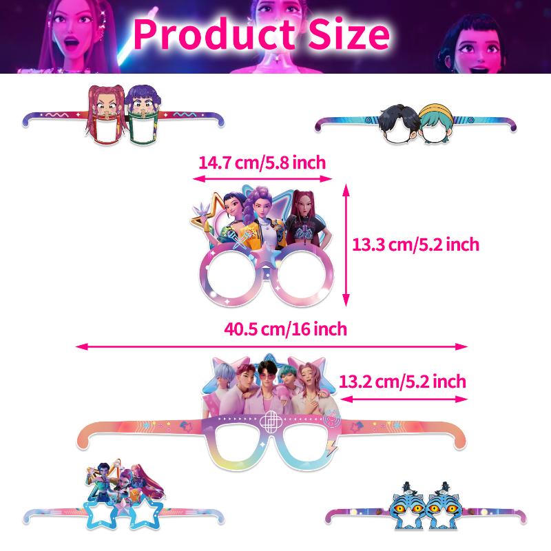 12Pcs Kpop Demon Hunters Glasses Birthday Party Decorations Racing Glasses Masks Children'S Birthday Party Photography Props