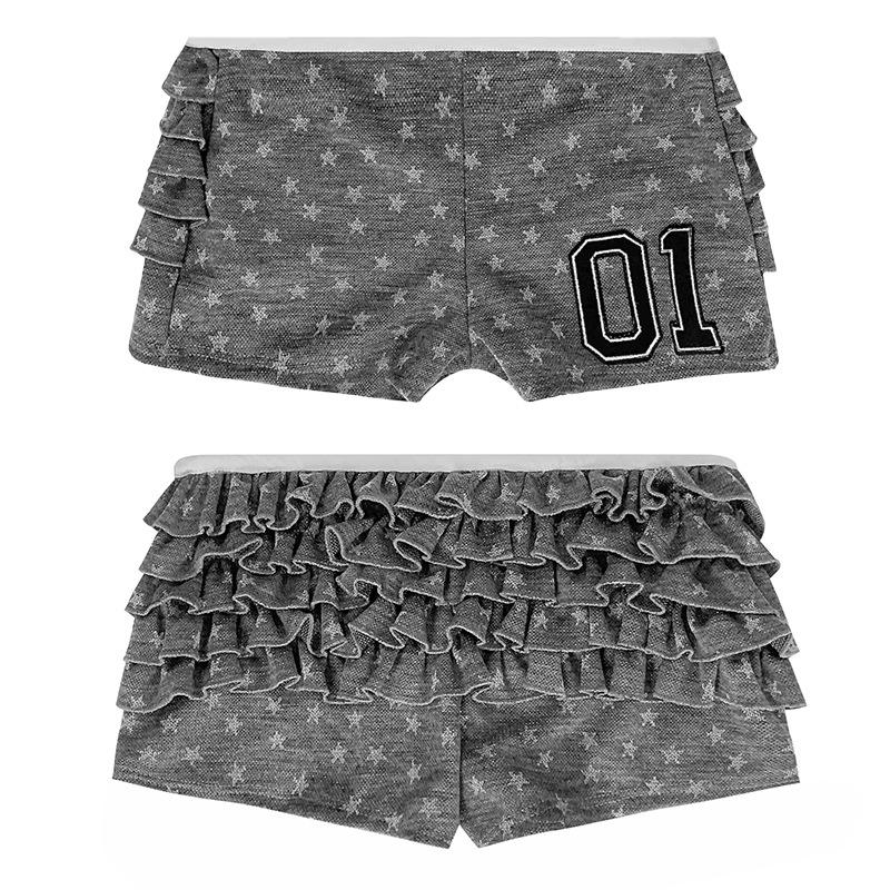 

Trendy Y2K Polka Dot Ruffle Gothic Ultra-Shorts Small серый
