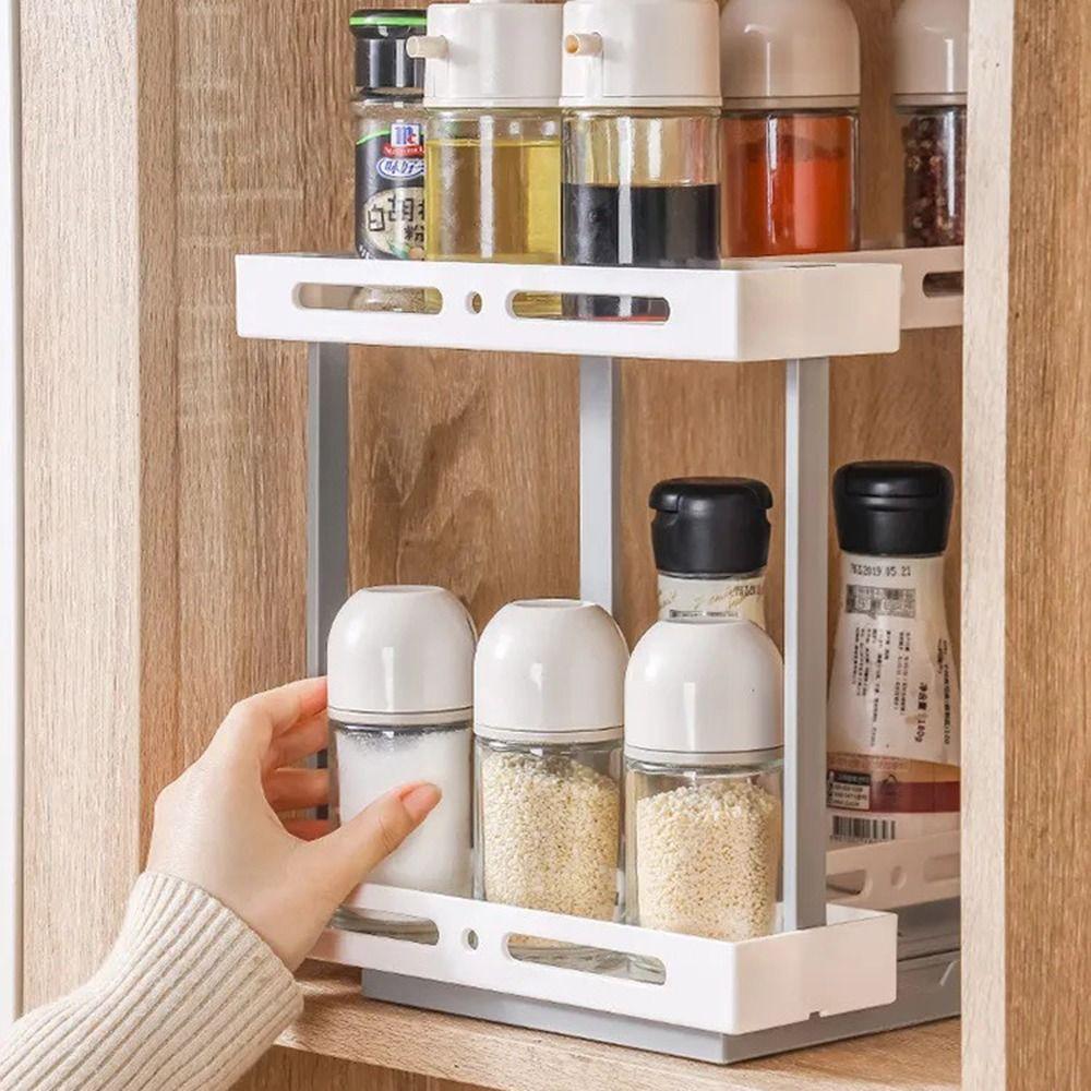 Rotate Seasoning Storage Shelf Sliding Salt Bottle Holder Convenient Spice Storage Rack  Cabinet