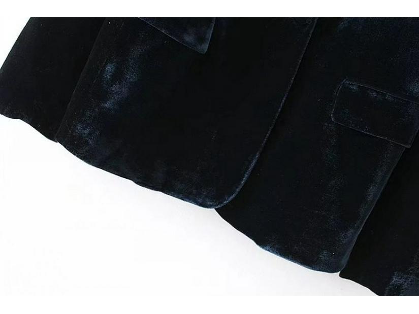 Autumn/Winter Dark Green Velvet One-Button Blazer for Women
