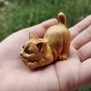 Hand-Carved Wooden Kitten Statue - Lifelike Miniature Cat Decor, No Electricity Needed, Handcrafted Wood Art for Home & Office Desk, Perfect Gift