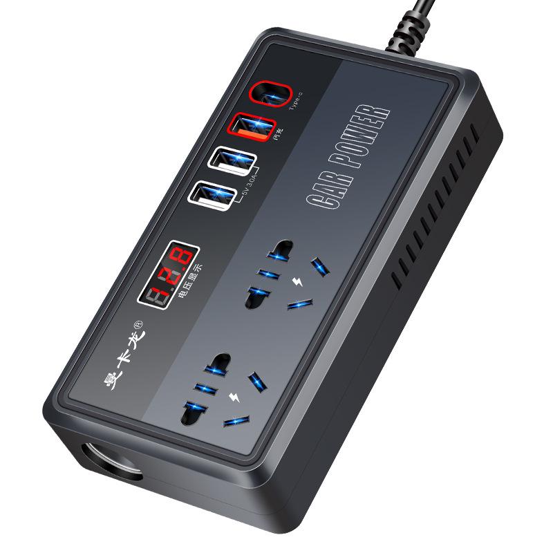 High-Power Multifunction Car Inverter: 12V/24V to 220V Fast Charger with Cigarette Lighter Socket