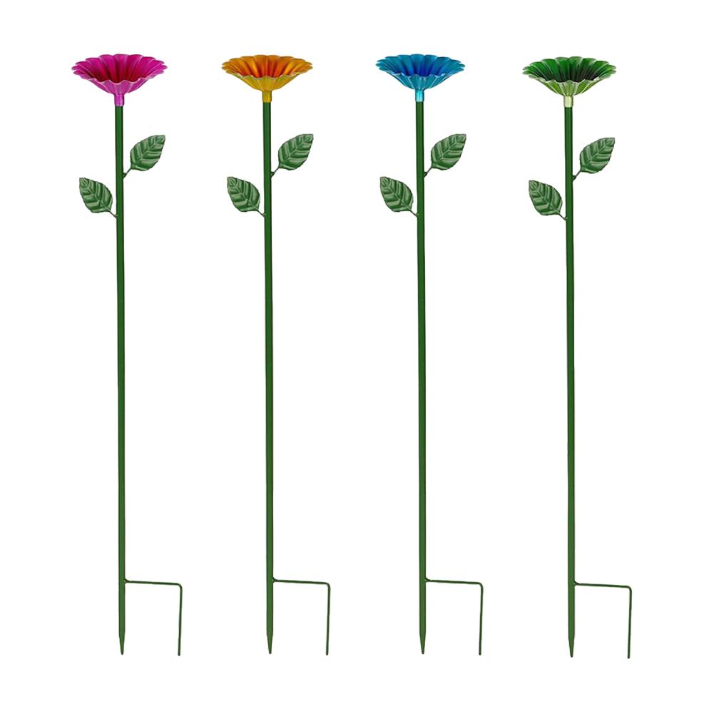Bee Watering Station Metal Bee Water Feeder with Stake Standing Bee Feeder Flower Shape Multi-Function Gardening Supplies
