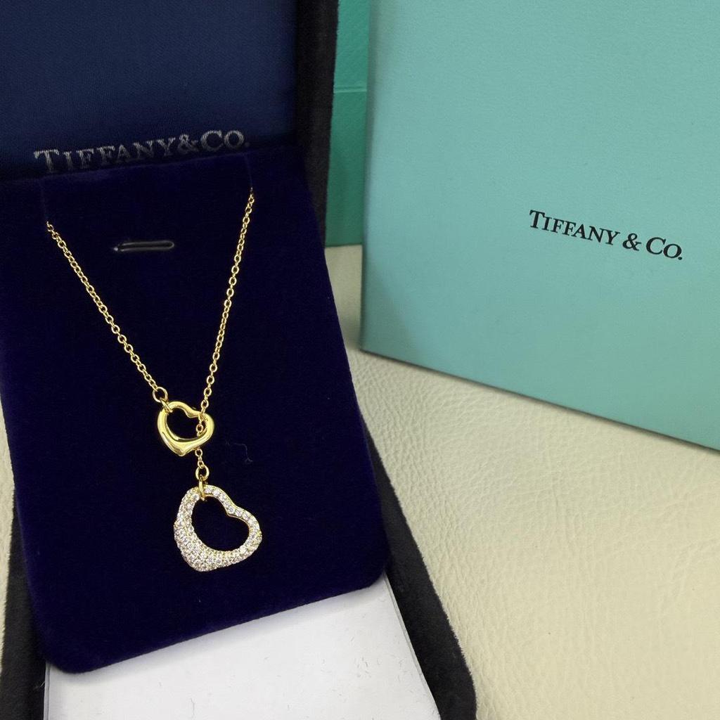 Collar con Colgante de Corazón de Plata de Ley 925 para Mujer Familia T con Diamantes y Esmalte, Cadena Clavicular Azul Clásico, Colgante para Mejor Amiga