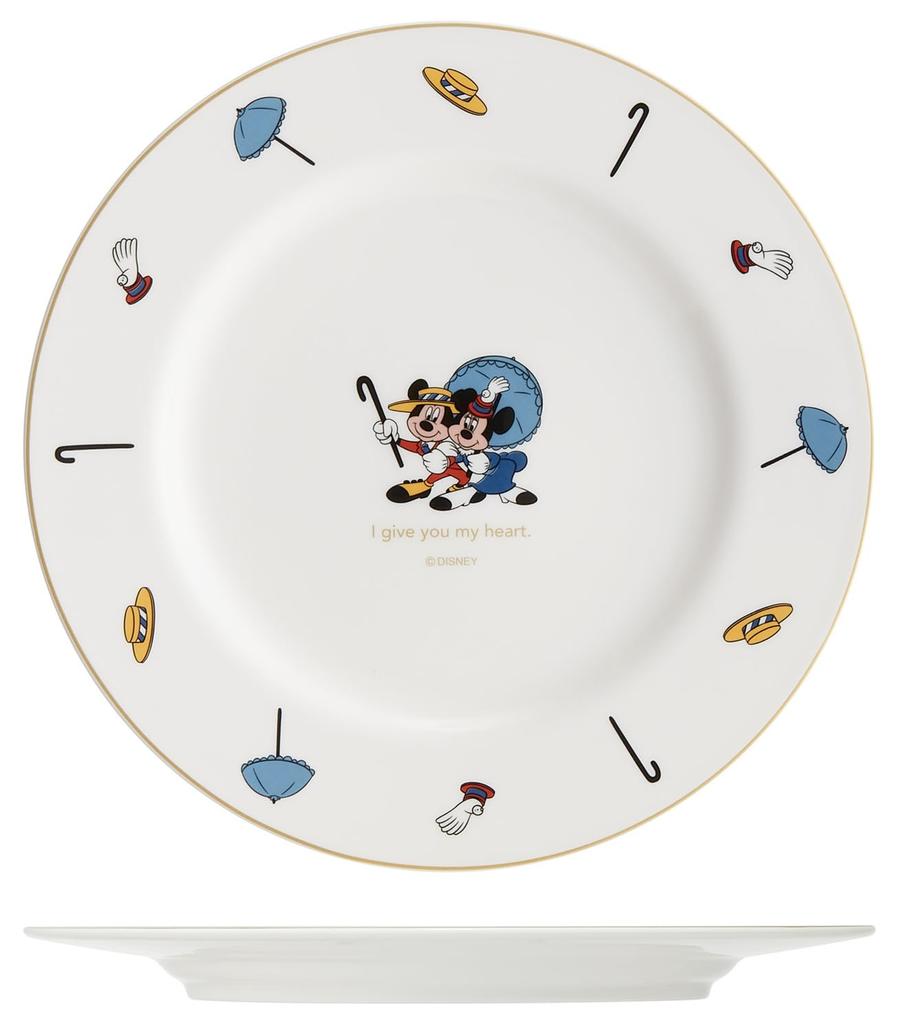 Skater Plate, 23cm, Dishwasher Safe, Narumi Bone China, Made in Japan, Disney Mickey & Minnie, CBPL23-A