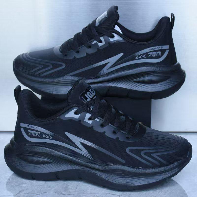 Brandneue wasserdichte Leder-Sneaker für Herren, superleicht, rutschfest, weiche Sohle, vielseitig für Fitness und Laufen, Schwarz.