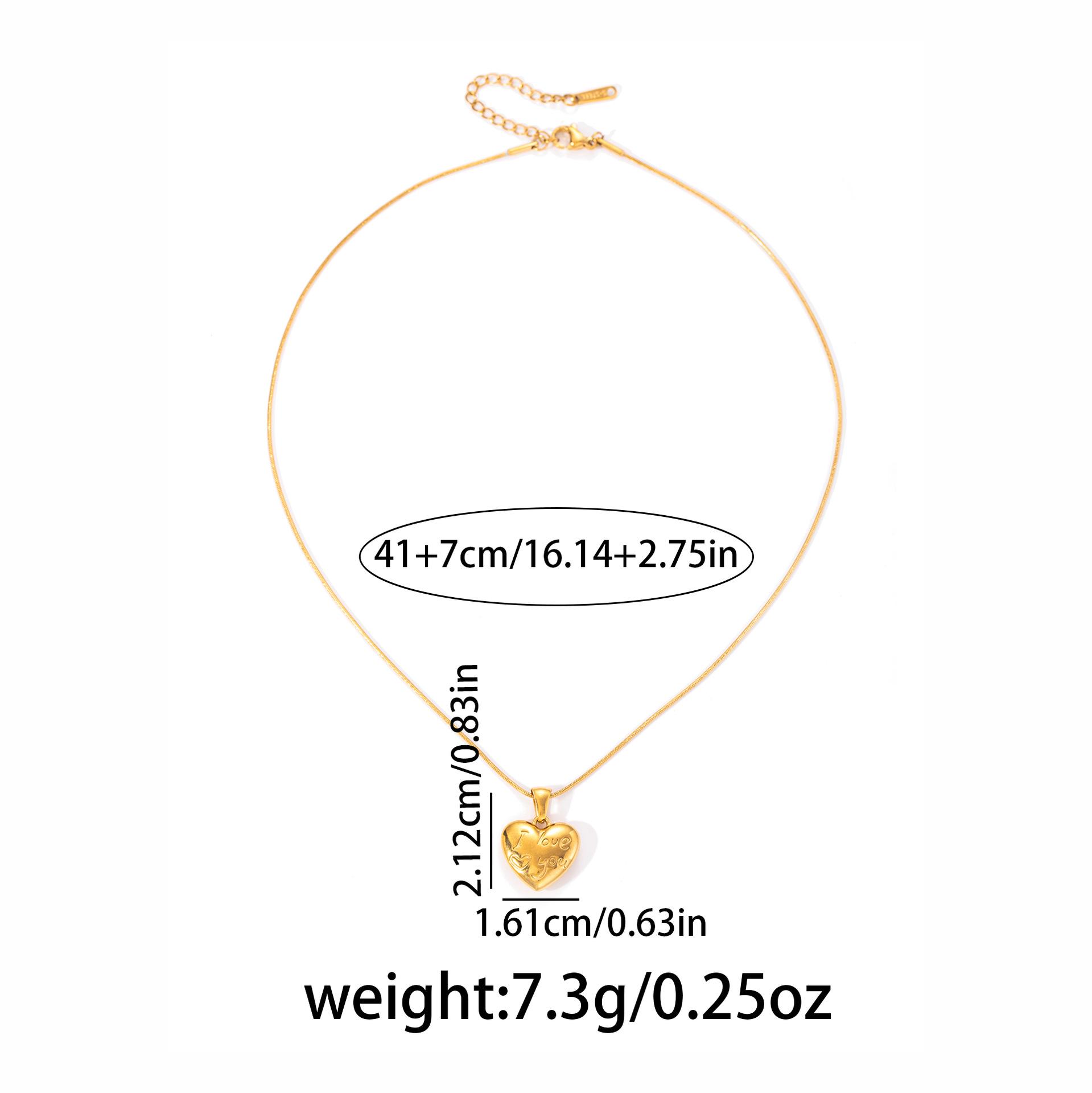 

Elegant Gold-Plated Titanium Heart Pendant Necklace - Personalized, High-End Design