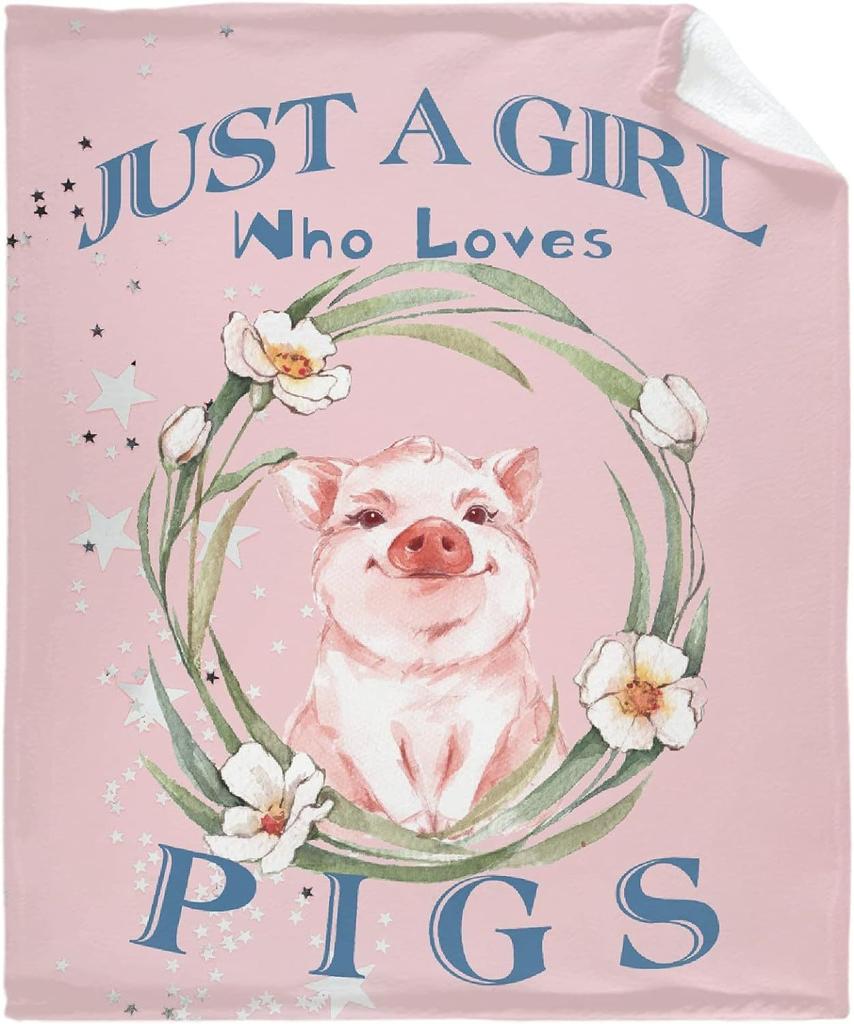 Cartoon pink piglet Printed Blanket for Sofa Bed Travel Camping Living Room Office Conditioning Blanket for All Seasons Gifts