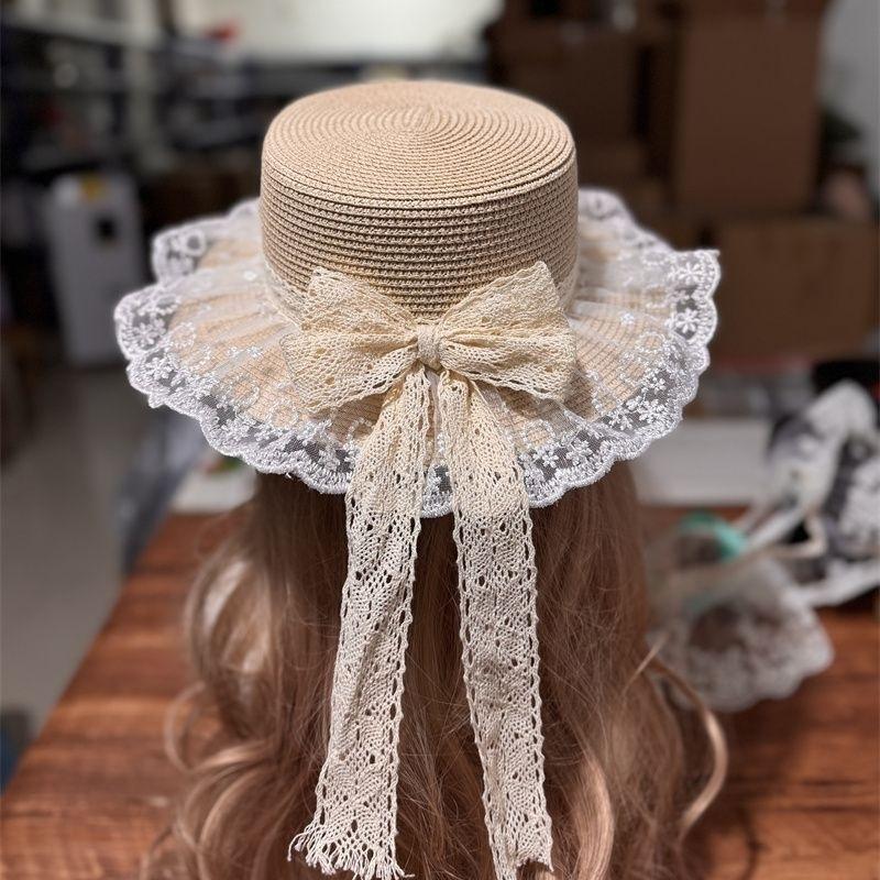 [. Collection of 10,000 People] Giving Back To Mori Visor, Pastoral Handmade Sweet Lolita Hat, Lace Butterfly
