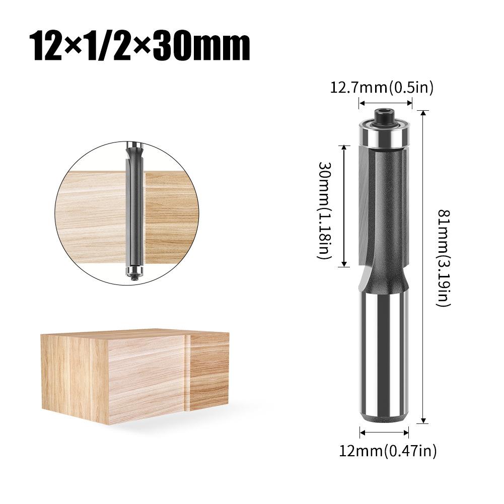 

1/2 handle 12 handle extended trimming cutter woodworking milling cutter, trimming machine head bakelite milling engraving machine milling cutter extended trimming knife 12 * 1/2 * 30 black