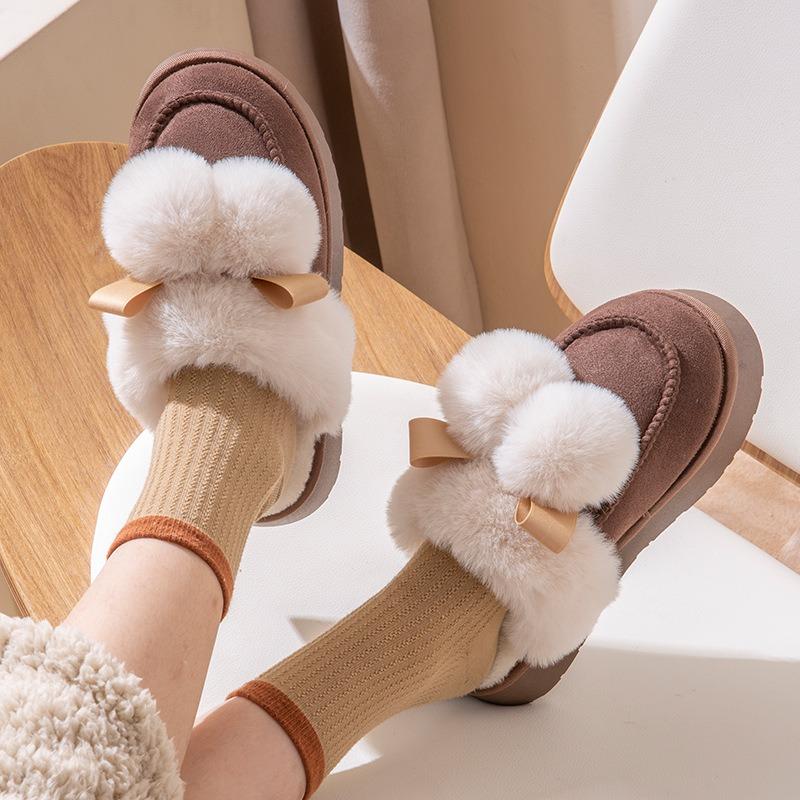 Warm Edge Thick-soled Cotton Slippers Women's Winter New Indoor Home Home Non-slip Warm Fluffy Shoes