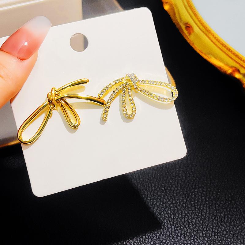 Super Flash Zircon Long Fringed Earrings, Exaggerated Design Full Of Diamonds Bow Smiley Face Geometric Stud Earrings