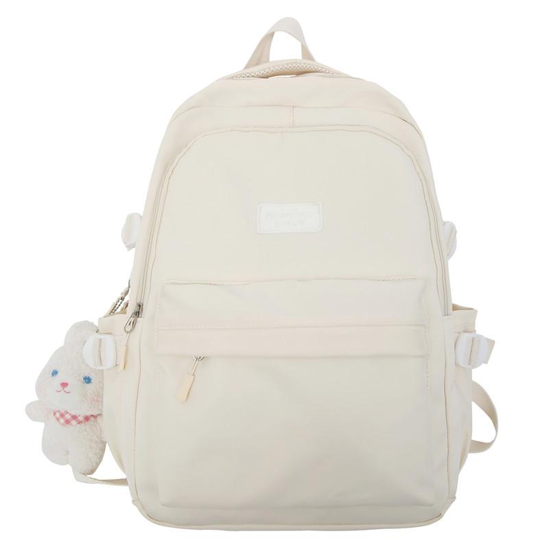 Ladies White Leisure College Backpack Trendy Women Nylon Laptop Book Bag Girl Cute Travel School Bag Fashion Female Cool Student