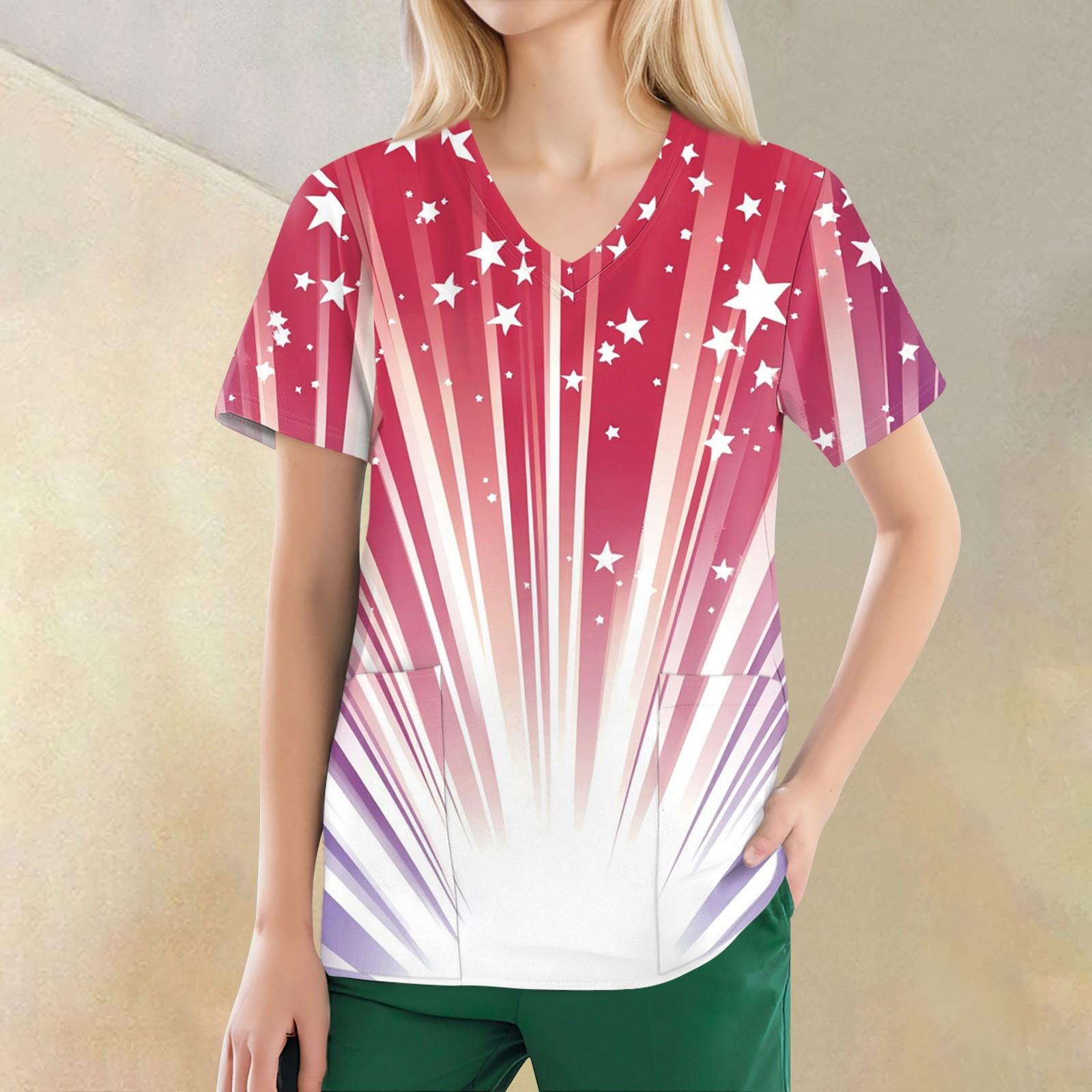 

Женские модные повседневные топы с v-образным вырезом и защитная спецодежда с принтом M киноварь