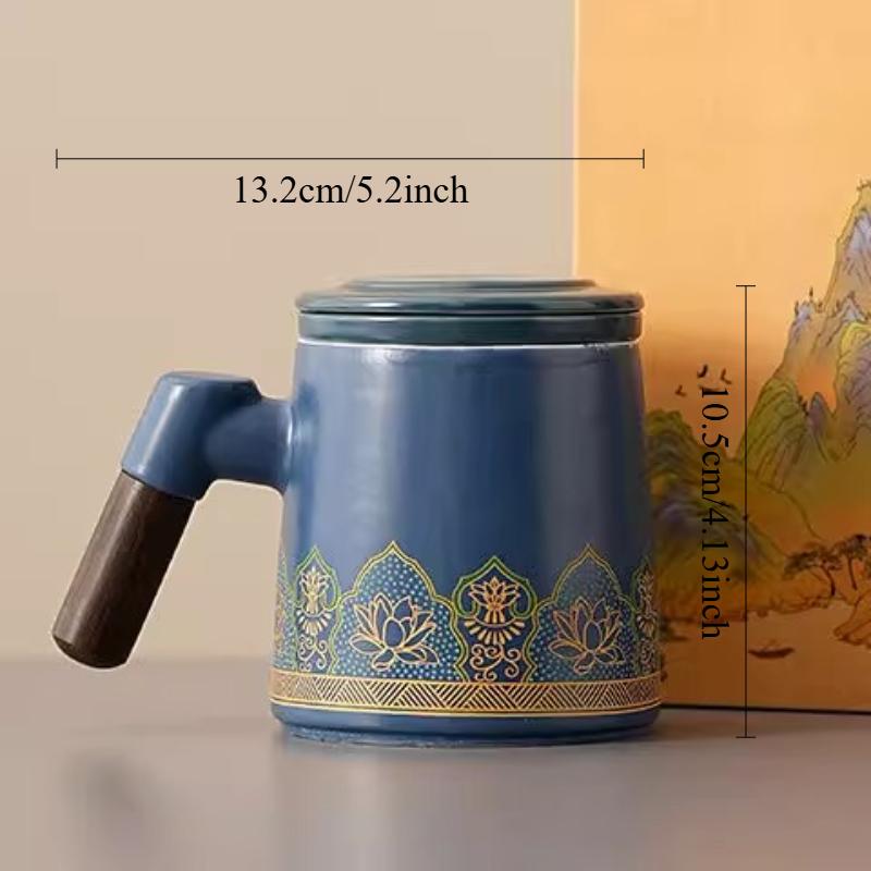 

400ml Ceramic Office Cup Tea Separation Tea Cup Filter Mug with Lid High End Household Tea Cups Drinking Utensils Under Glazed 400ml
