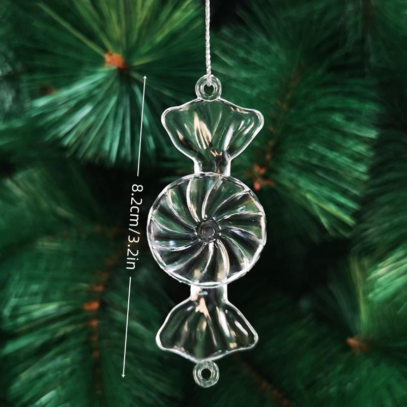 6pcs/10pcs Christmas Transparent Crystal Pendant Snowflake Candy Canes Christmas Tree DIY Decorations Atmosphere Ornaments