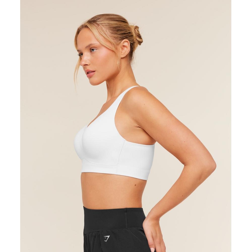 Gymshark High Support V Neck Sports Bra Gs White B3b3l Wb57