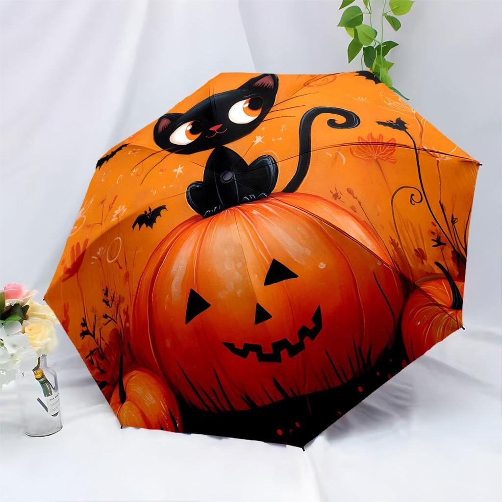 Halloween Automatic Umbrella Design With 8 Ribs Durable Umbrella Fashion Design Commuting For Travel Leisure Accessory Gift To Friends And Family