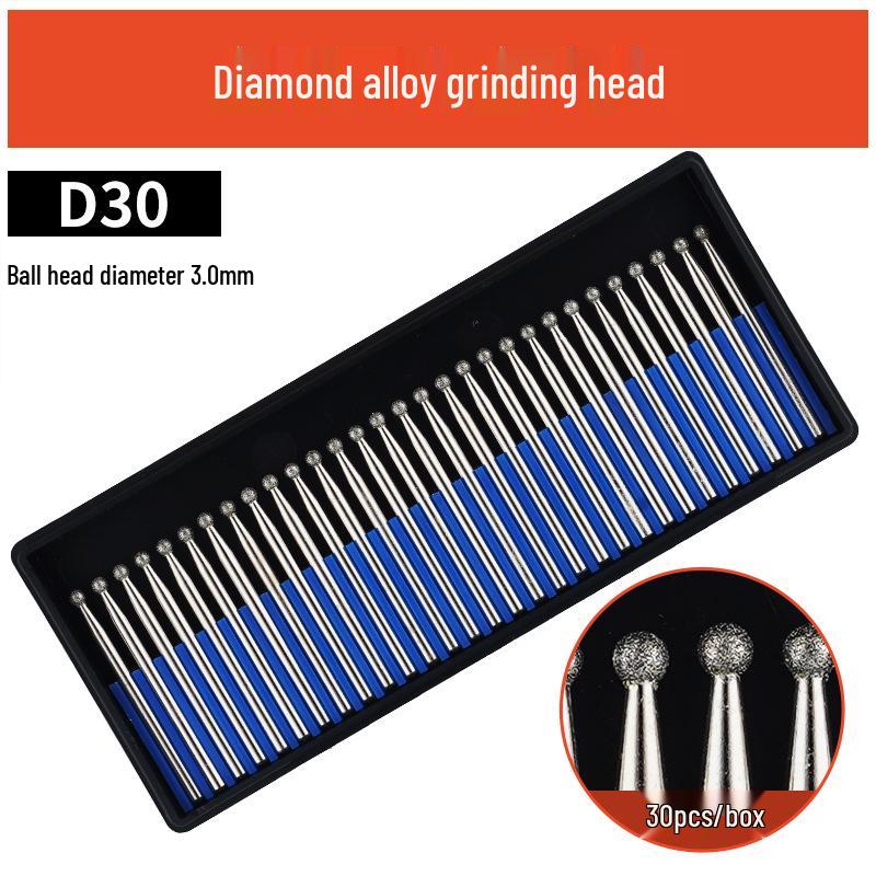 3mm Diamant-Karborund-Schleifkopf für Elektro-/Druckluftschleifer - Kugelförmige Nadel zum Gravieren & Aufbohren