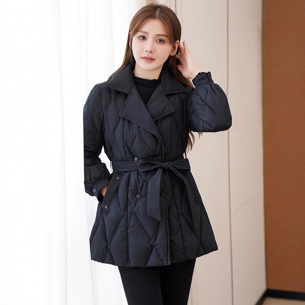 

Хлопковая одежда талия черный зима приталенная на шнуровке новая маленькая приталенная куртка ромбовидная средней длины хлопковая одежда с подкладкой женская M--90-110