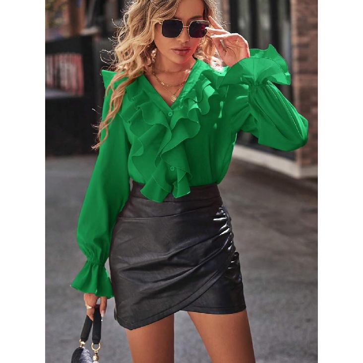 Nové dámské oblečení Retro ležérní sexy denní móda temperament dojíždění business košile s dlouhým rukávem mikina top