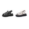 Versatile retro platform sandals British fashion leather Roman shoes women's summer new muffin bottom half slippers outer wear