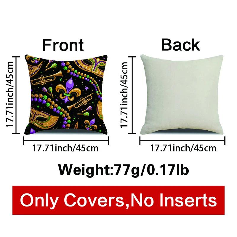 Carnival Skull Glasses Crown Pattern Printed Square Pillowslip Soft  Blend Cushion Cover Pillowcase Living Room Home Decor