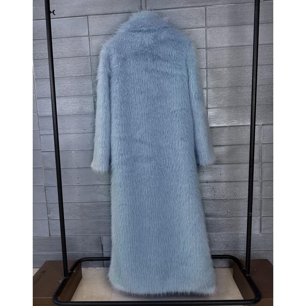 Cappotto in Pelliccia Sintetica da Donna, Pelliccia Sintetica, Modello Lungo, con Collo Imbottito, Cappotto Invernale da Donna Extra Lungo
