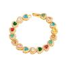 Colorful Zircon Heart Bracelet: Fashionable & Sweet Dopamine Peach Design