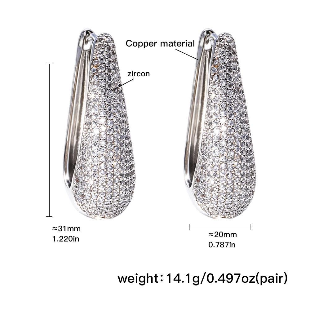 18K Gold-Plated Elegant Zircon Ear Studs - European & American Style Accessories