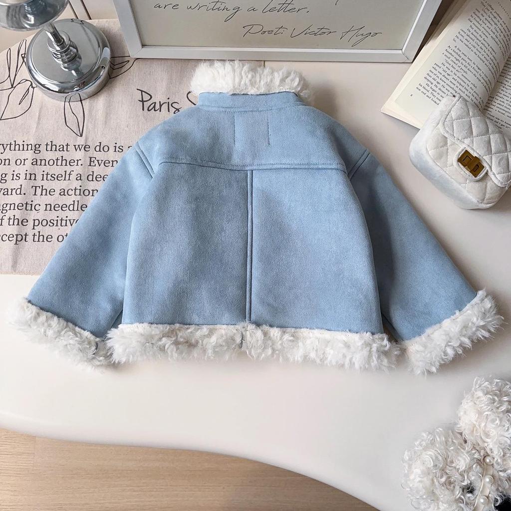 Mädchen Wintermantel im koreanischen Stil: Warmer Fleece-gefütterter Kunstpelz-Einteiler BWB022