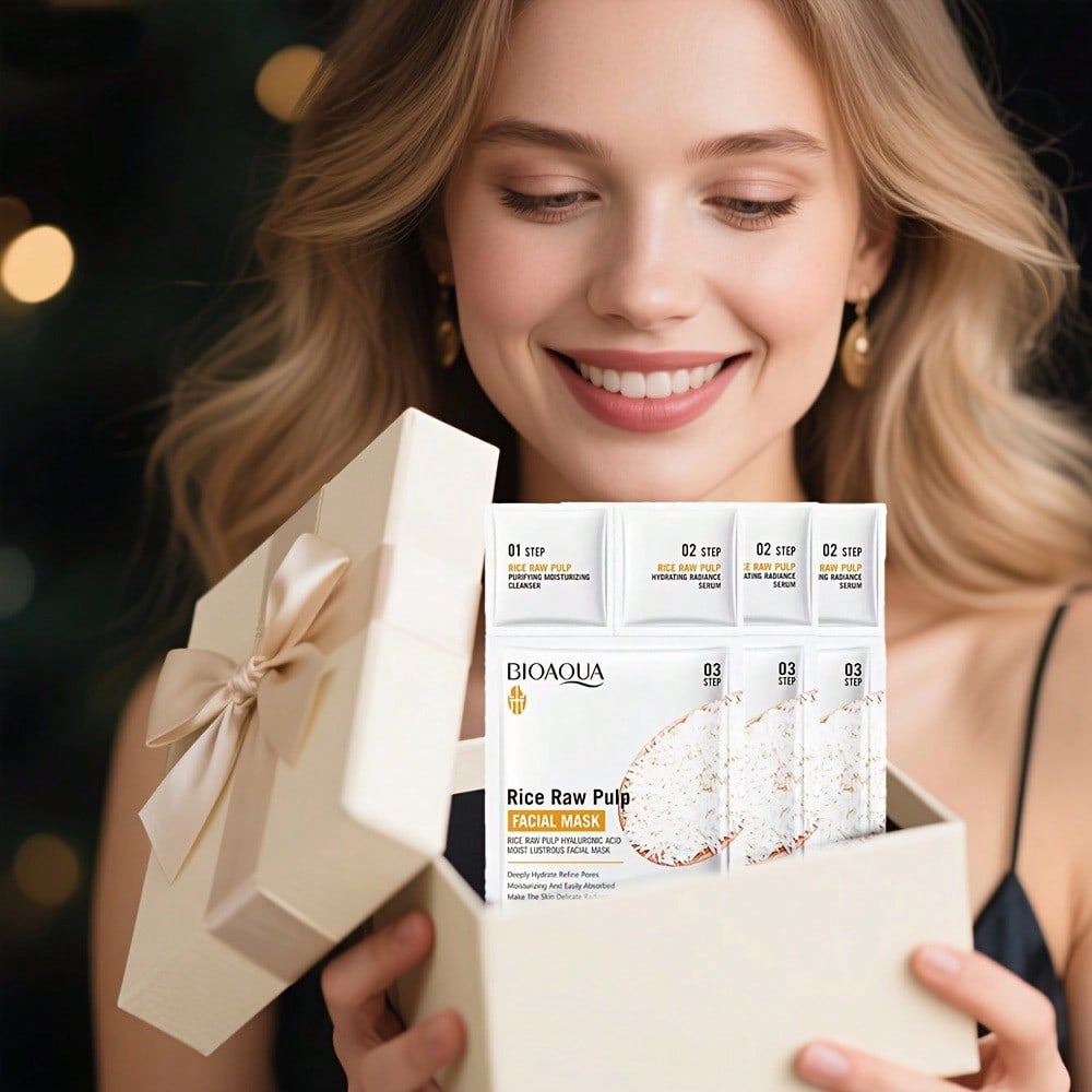 Rice Extract 3-Step Facial Mask Hydrating Cleansing Essence for Nourished Skin