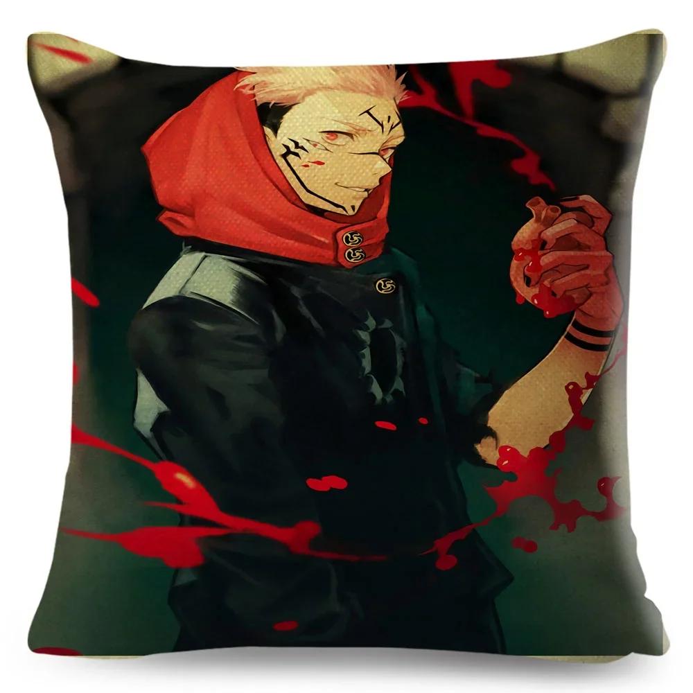 Jujutsu Kaisen Cushion Cover for Sofa Home Children Room Decor Cartoon Japanese Anime Print Pillowcase Polyester Pillow Case