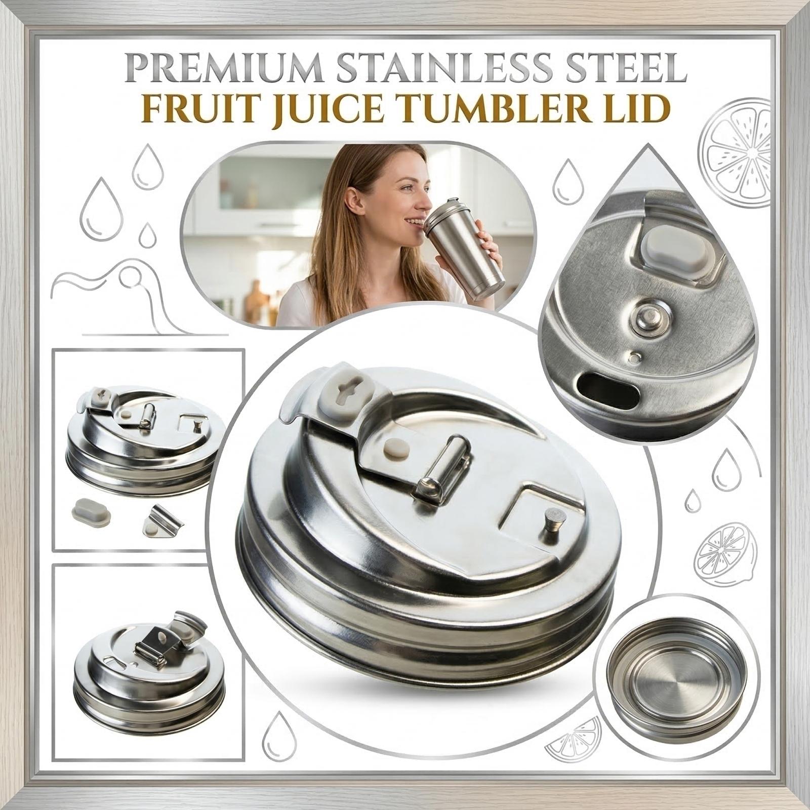 

304 Stainless Steel Lids, Drink-Through Sip Lids For Juice Cups One Size