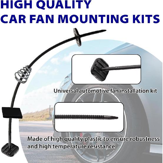 Automotive Fan Mounting Kit, Radiator Fan Zip Ties Clips Mounting Kit, Electric Mount Hold Down for Cooling Fan Transmission Cooler Radiator Fan Kit