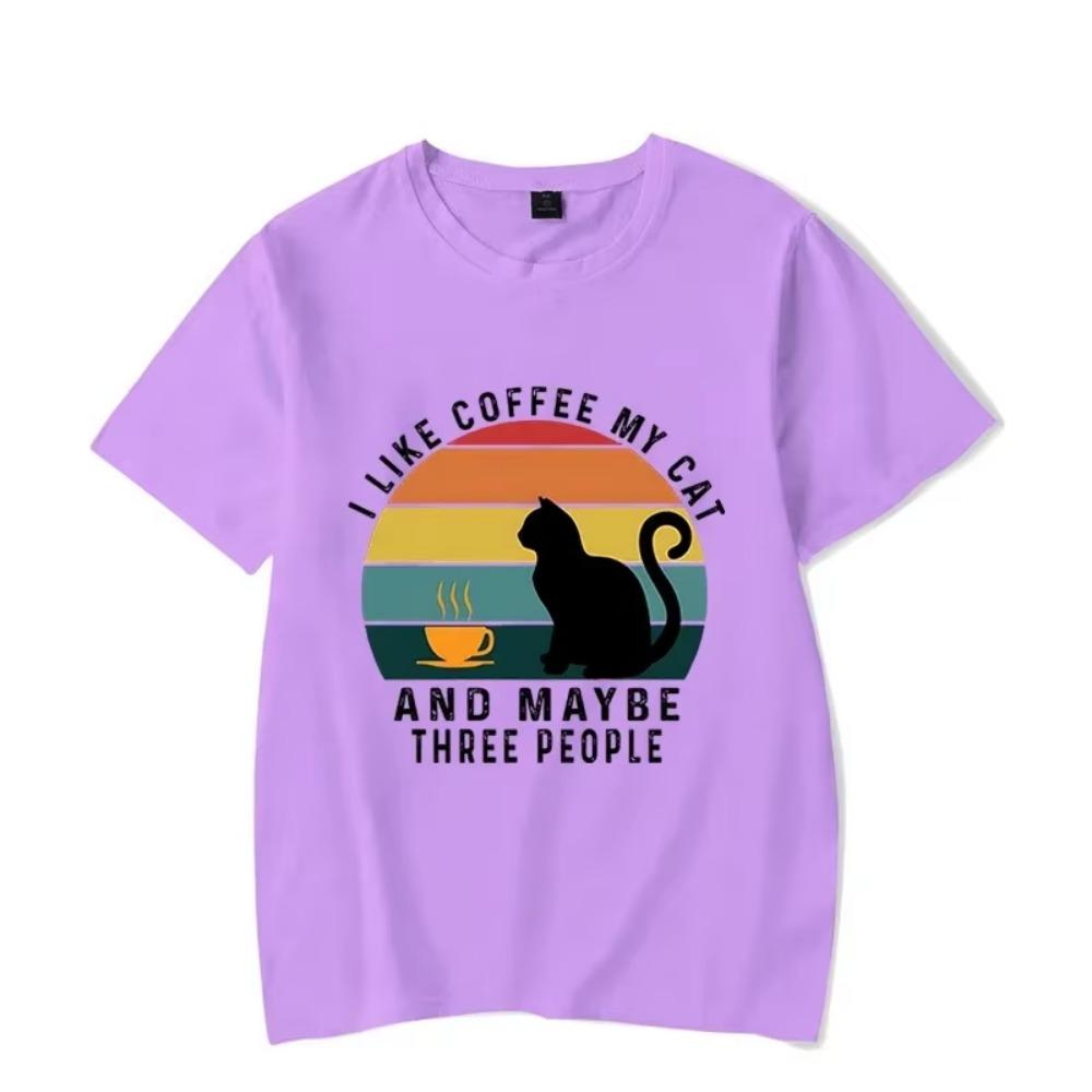 Short Sleeve Tees Men's T-shirt I Like Coffee My Cat T Shirt Graphic Tshirt Harajuku Streetwear Fashion Trend Men's Brand Shirts