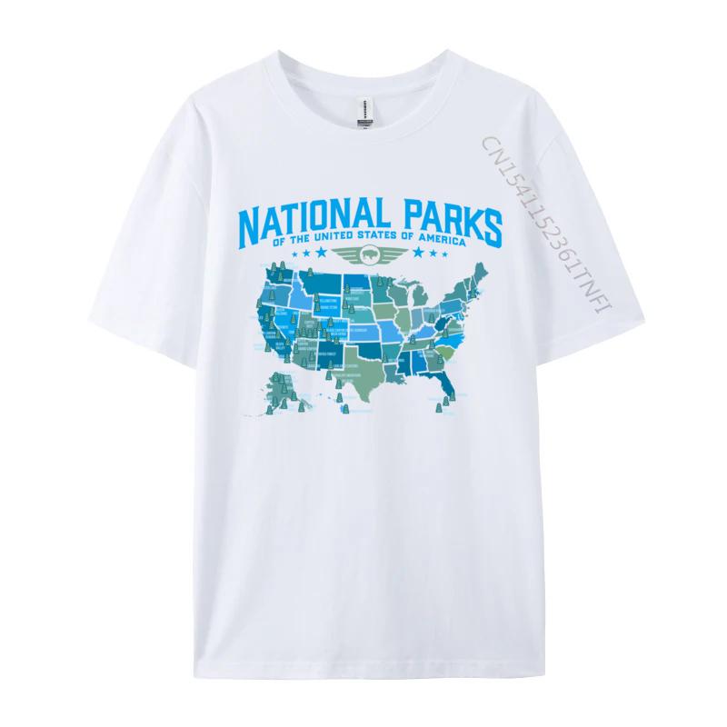 Unisex TShirt All Us National Parks Map Camping 80s Summer Tops Shirt Print Tops Tees Fitted Printed On Tshirts Wholesale