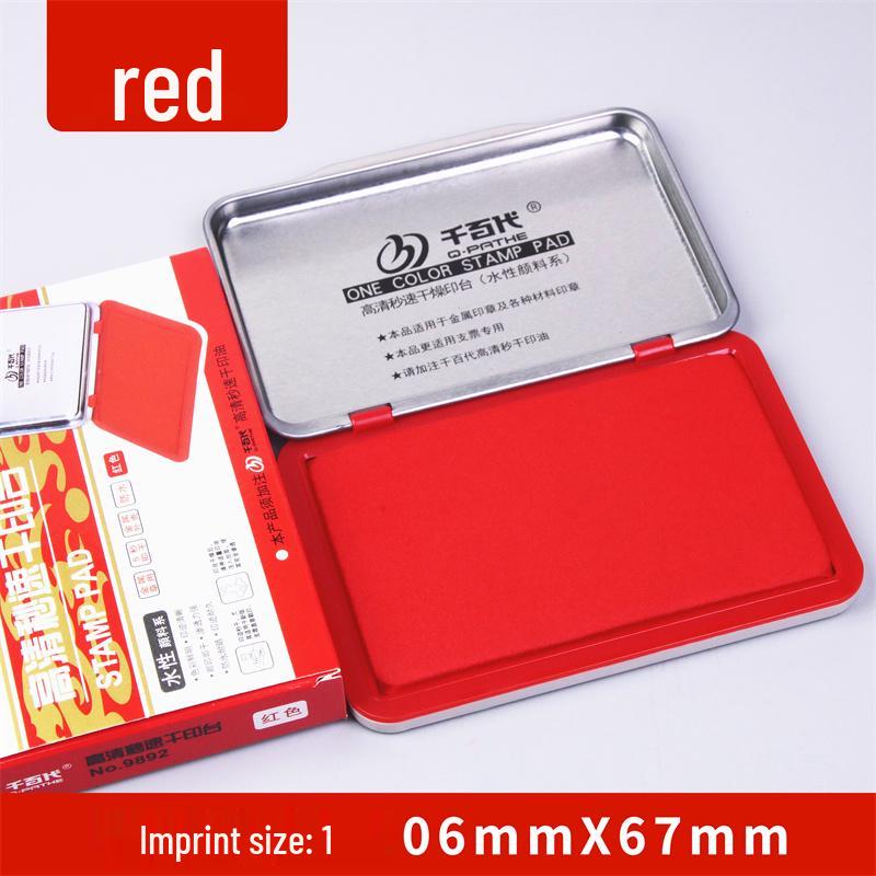 Quick-Dry Dual Ink Pad: Red, Blue & Black - Square & Round Options for Office, Oil & Water-Based Stamping