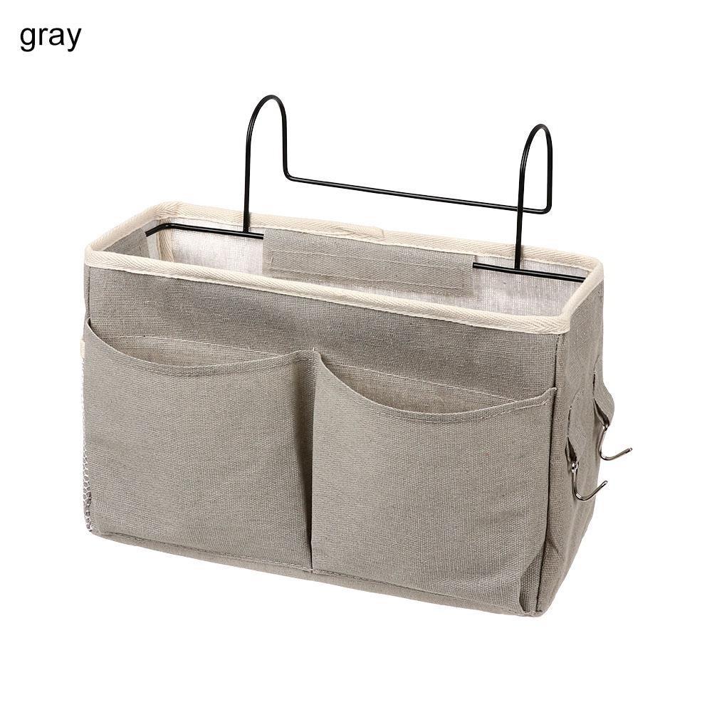 

Mesh Fabric Bedside Storage Rack Foldable Bedside Hanging Basket Dorm Room Organization сірий