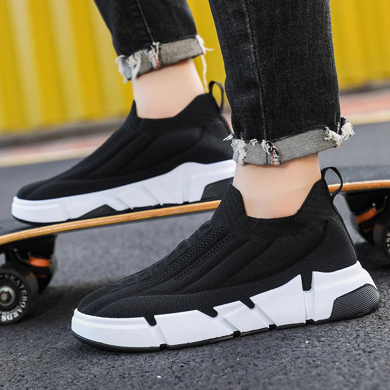 Spring and Autumn new men's shoes fly-woven breathable sports shoes comfortable one-pedal lazy shoes casual trendy shoes men