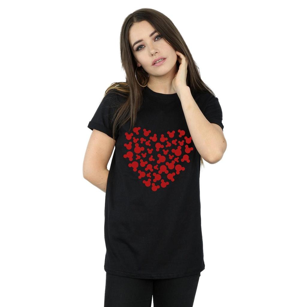 Disney Womens/Ladies Mickey Mouse Heart Silhouette Cotton Boyfriend T-Shirt