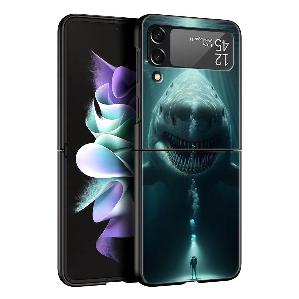

Чехол для телефона Samsung Galaxy Z Flip 3 4 5 6 7 Складной Черный Корпус Для Samsung Z Flip4 Flip5 ПК Жесткая Крышка Подводное Плавание Galaxy Z Flip6