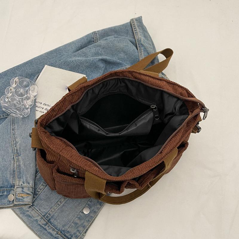 Female Large Capacity Corduroy Tote Bag New Korean Style Fashion Women Shoulder Crossbody Bag Worker Commuter Tote Handlebag MIT