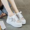 Spring and summer new versatile thick-soled inner height-increasing mesh breathable sequins mesh shoes casual muffin shoes